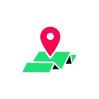 Point of location. Pin on map flat color icon isolated on white background. vector