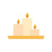 Tree burning aroma candles on a tray. Flat color illustration isolated on white background. vector