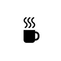 Coffee cup black glyph icon. Hot drink. isolated on white. vector