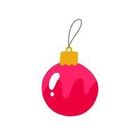 Red Christmas ball. Color illustration isolated on white background. vector