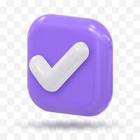 3d icon approved. check mark icon isolated vector