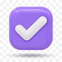 3d icon approved. check mark icon isolated vector