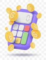 3d icono calculadora. concepto de financiero administración vector