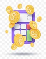 3d icono calculadora. concepto de financiero administración vector