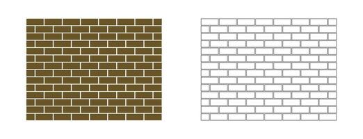 Brick wall icons trendy flat line art style. vector