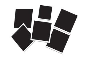 Realistic photo frames old paper design blank black photos with white frames. vector