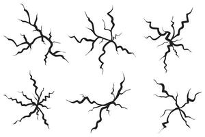 Ground cracks set. Earthquake and ground cracks, hole effect, craquelure and damaged wall texture. illustrations can be used for topics earthquake, crash, destruction vector