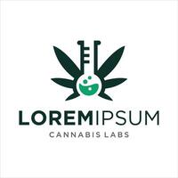 cannabis lab logo design template vector