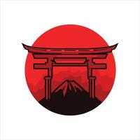 japan gate traditional building historical icon logo design template vector