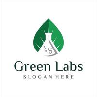 leaf with lab logo design template vector