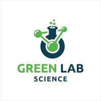green lab science logo design template vector