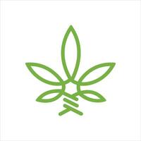 Cannabis Leaf Line Art style Logo design template vector