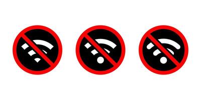 No wifi sign area icon. Wireless fidelity network with prohibition symbol vector