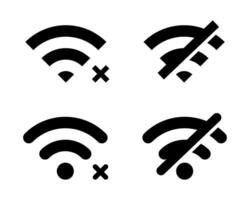 Disconnect wifi icon set. Lost wireless fidelity connection sign symbol vector