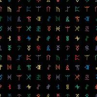 Hand drawn colorful seamless pattern with runes and runic alphabet vector