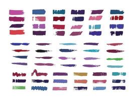 Lines and color blocks paint brush strokes texture design set. vector