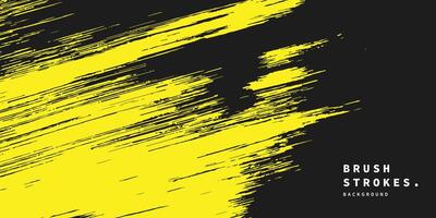 Yellow diagonal brush strokes paint texture on black background. Abstract shape backdrop template for wallpaper, presentation, cover, poster, or banner. vector