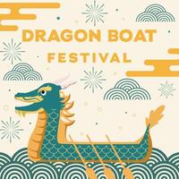 flat design dragon boat festival illustration vector