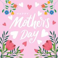 hand drawn happy mother's day illustration design vector