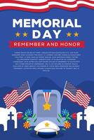 flat memorial day vertical banner illustration design vector