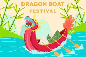 dragon boat festival background illustration in flat style vector