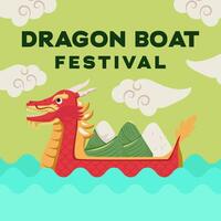 dragon boat festival illustration design in flat style vector
