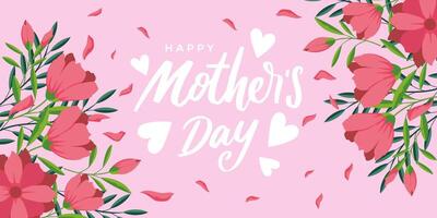 hand drawn happy mother's day horizontal illustration design vector