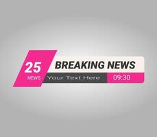 breaking news banner with pink and black text vector