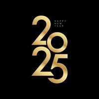 Happy New Year 2025 Golden Text Design. vector