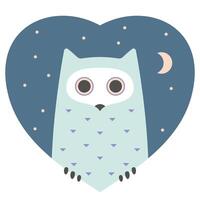 Animal set. Portrait of a owl in love. Flat graphics vector