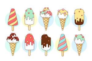 Ice cream icons of different types and shapes vector