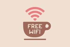 Poster with cup of coffee and text Free WiFi vector