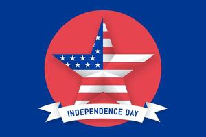 estrella con americano bandera Estados Unidos y inscripción independencia día vector