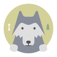 Animal set. Portrait in flat graphics. Wolf vector