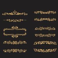 Set Of Golden Vintage ornament with border, frame, crown, ornate, mandala and luxury elements, suitable for vintage design or wedding invitation card vector