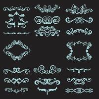 Retro vintage typographic design elements. Arrows, labels, ribbons, logos symbols, crowns, calligraphy swirls, ornaments and other. vector