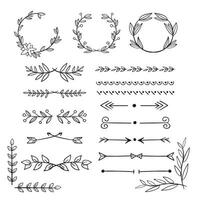 Dividers, borders and line frame ornament elements. Illustration. vector