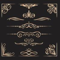 Ornamental elements collection Black design illustration set bulk decoration antique calligraphy decor shape pack vector
