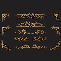Bundle elements of abstract line classical decorative borders, dividers and templates square vector