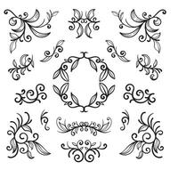 Classic calligraphy swirls, swashes, dividers, floral motifs. Scroll elements and ornate vintage frames vector