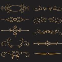 Art deco line border. Modern arabic gold frames, decorative lines borders and geometric golden label frame. Victorian vintage old antique elega vector