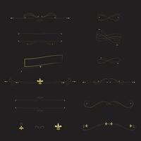 Arte deco línea borde. moderno Arábica oro marcos, decorativo líneas fronteras y geométrico dorado vector