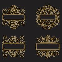 lujo decorativo dorado marcos retro ornamental marco, Clásico rectángulo adornos florido borde. decorativo Boda marcos, antiguo museo imagen fronteras aislado íconos conjunto vector