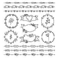 Handdrawn dividers and decorative separators. Divider clipart for wedding design and text decor vector