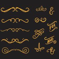 Ornamental elements collection Black design illustration set bulk decoration vector