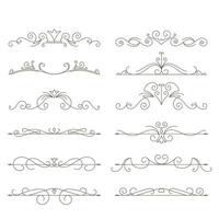 Set of gold decorative elements for book decoration, holidays and wedding decor vector