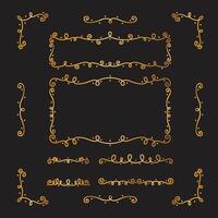 Damask ornamental frames. Antique baroque floral golden border frames isolated illustration set. Decorative damask vintage frames vector