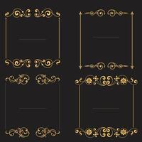 Set Of Golden Vintage ornament with border, frame, crown, ornate, mandala and luxury elements, suitable for vintage design or wedding invitation card vector