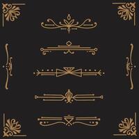 set of Gold vintage frames with beautiful filigree, decorative borders vector