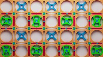 Looping animation of a group of colorful children plastic geometric shapes. video